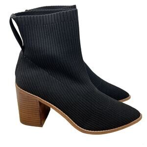 Steven By Steve Madden Nara Stacked-Heel Sock Booties In Black Women’s 11
